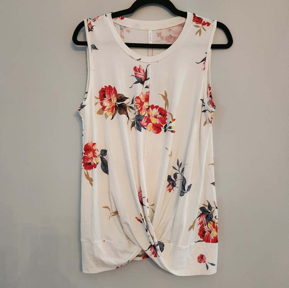 (4 For $20)NWT AnyDoll Floral Print Soft Tank Top.  Size L.   Waist gathered